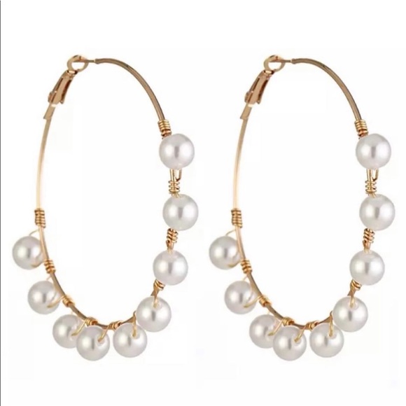 Pearl hoop earrings - Picture 1 of 1